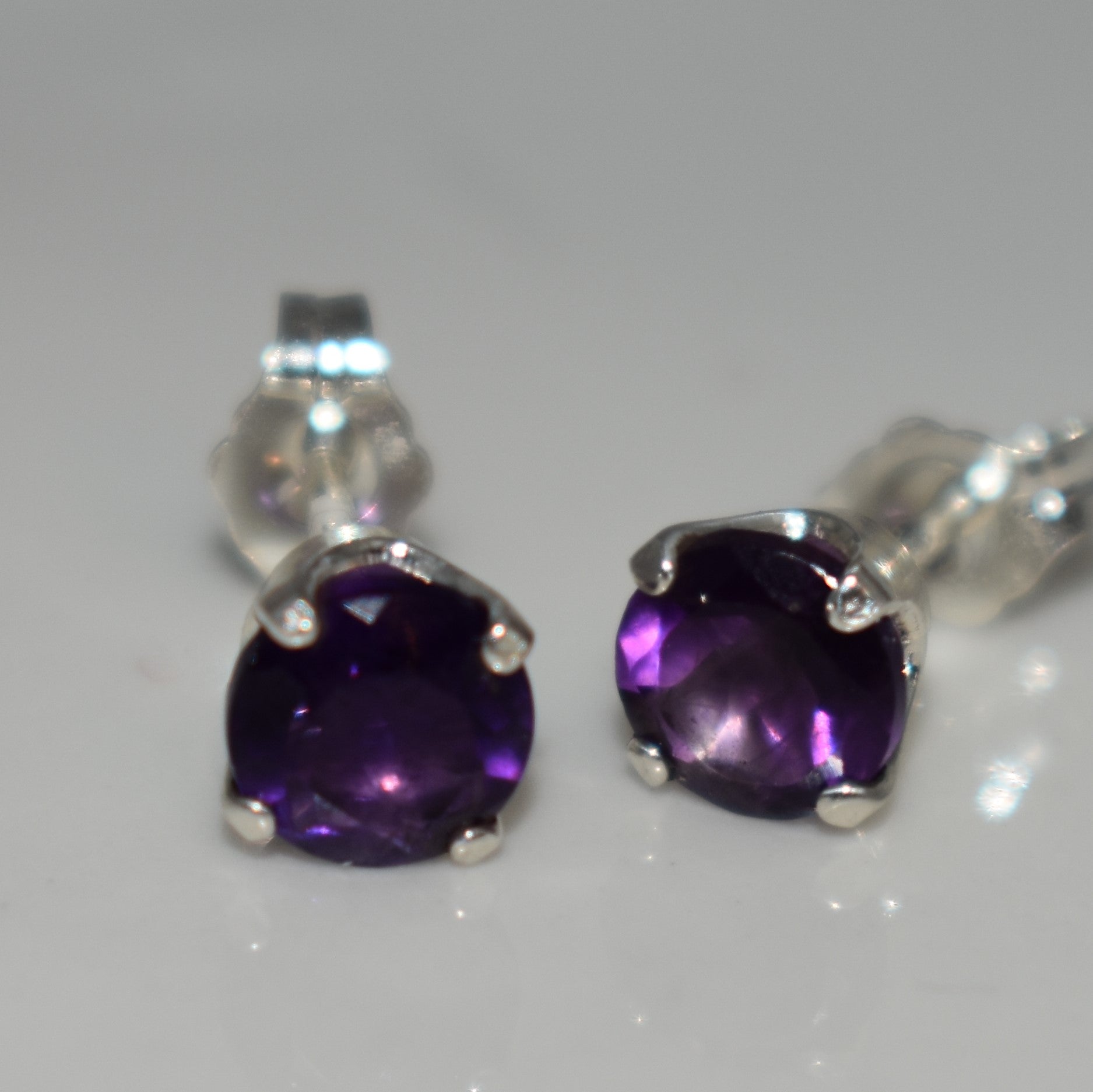 6 mm Round 4 Prong Sterling Silver Earrings