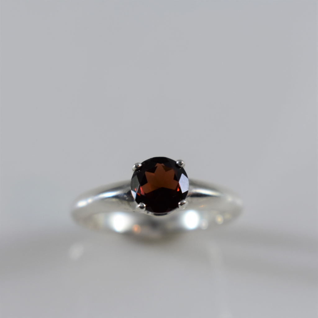 6-mm garnet solitaire ring