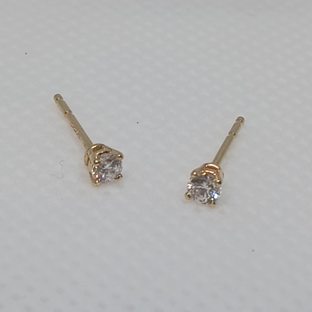 14KY Earrings with 2.6 mm round Lab Diamonds totaling 0.14 ct with 14KY Earring backs