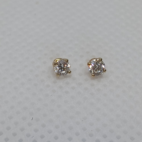 14KY Earrings with 2.6 mm round Lab Diamonds totaling 0.14 ct with 14KY Earring backs