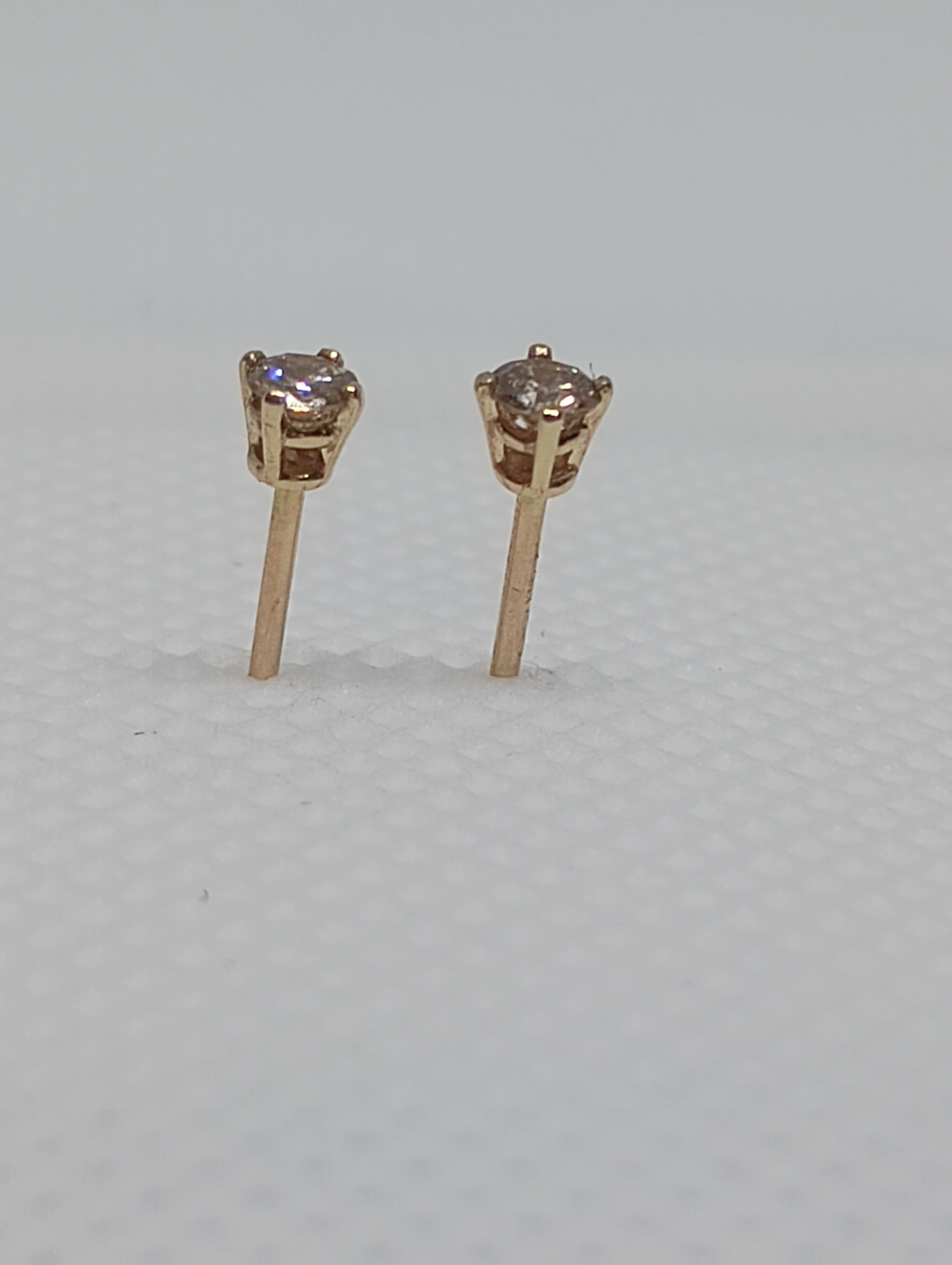 14KY Earrings with 2.6 mm round Diamonds totaling 0.15 ct with 14KY Earring backs (Copy)