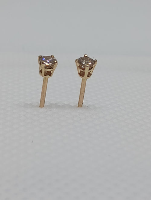 14KY Earrings with 2.6 mm round Diamonds totaling 0.15 ct with 14KY Earring backs (Copy)
