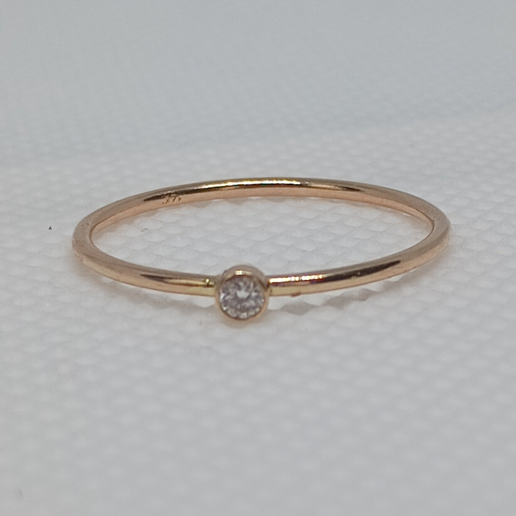 14KY Stackable Ring with a 2.1 mm lab diamond totaling 0.045 ct Size 6 Ring