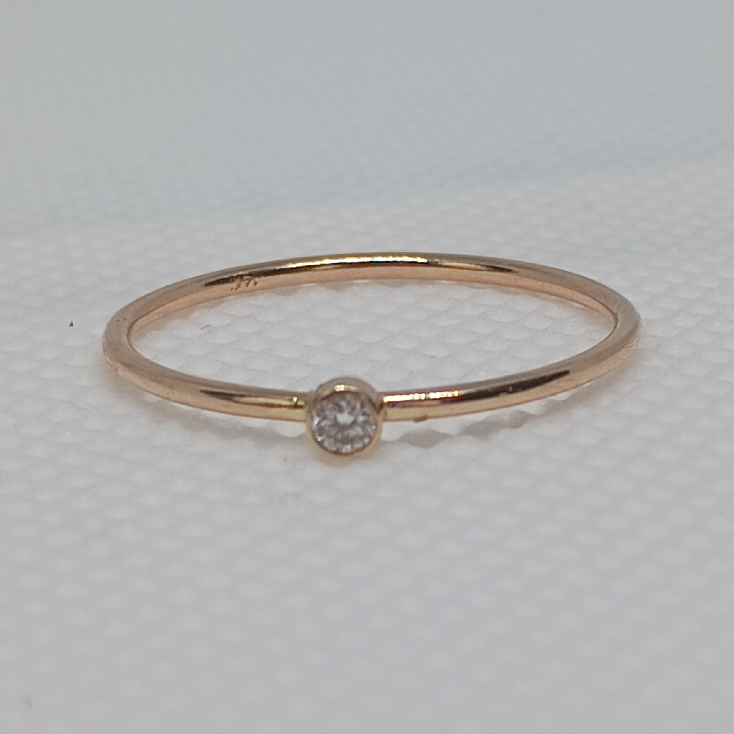14KY Stackable Ring with a 2.1 mm lab diamond totaling 0.045 ct Size 6 Ring