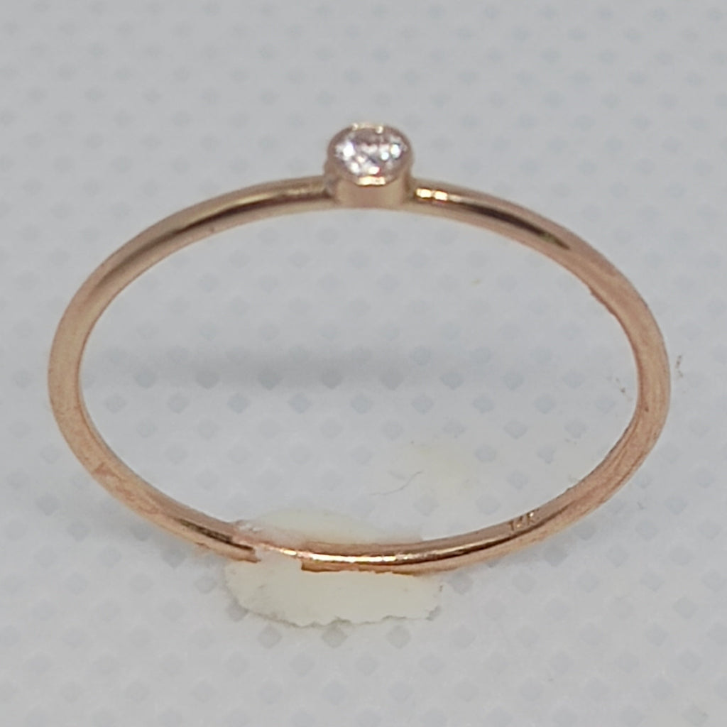 14KY Stackable Ring with a 2.1 mm lab diamond totaling 0.045 ct Size 6 Ring